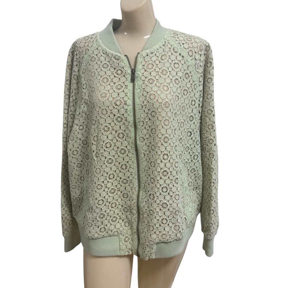 Victoria Beckham Mint Lace Bomber Jacket Size 1X